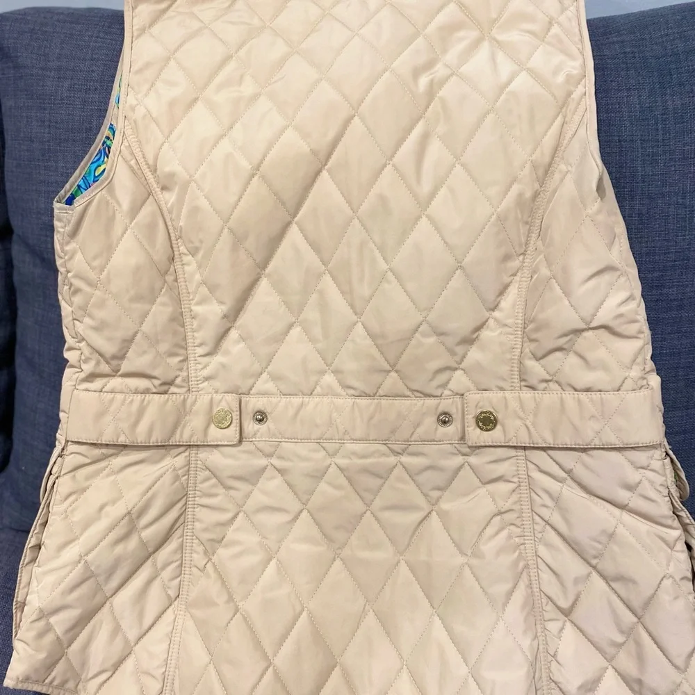 Lilly Pulitzer vest beige quilted floral lined - Picture 7 of 7